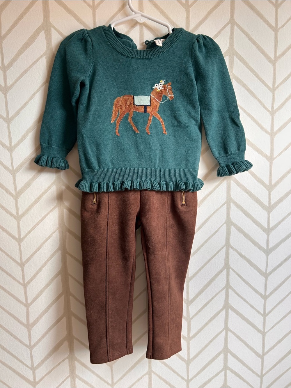 *Janie and Jack* Suede Pant and Horse Sweater Set